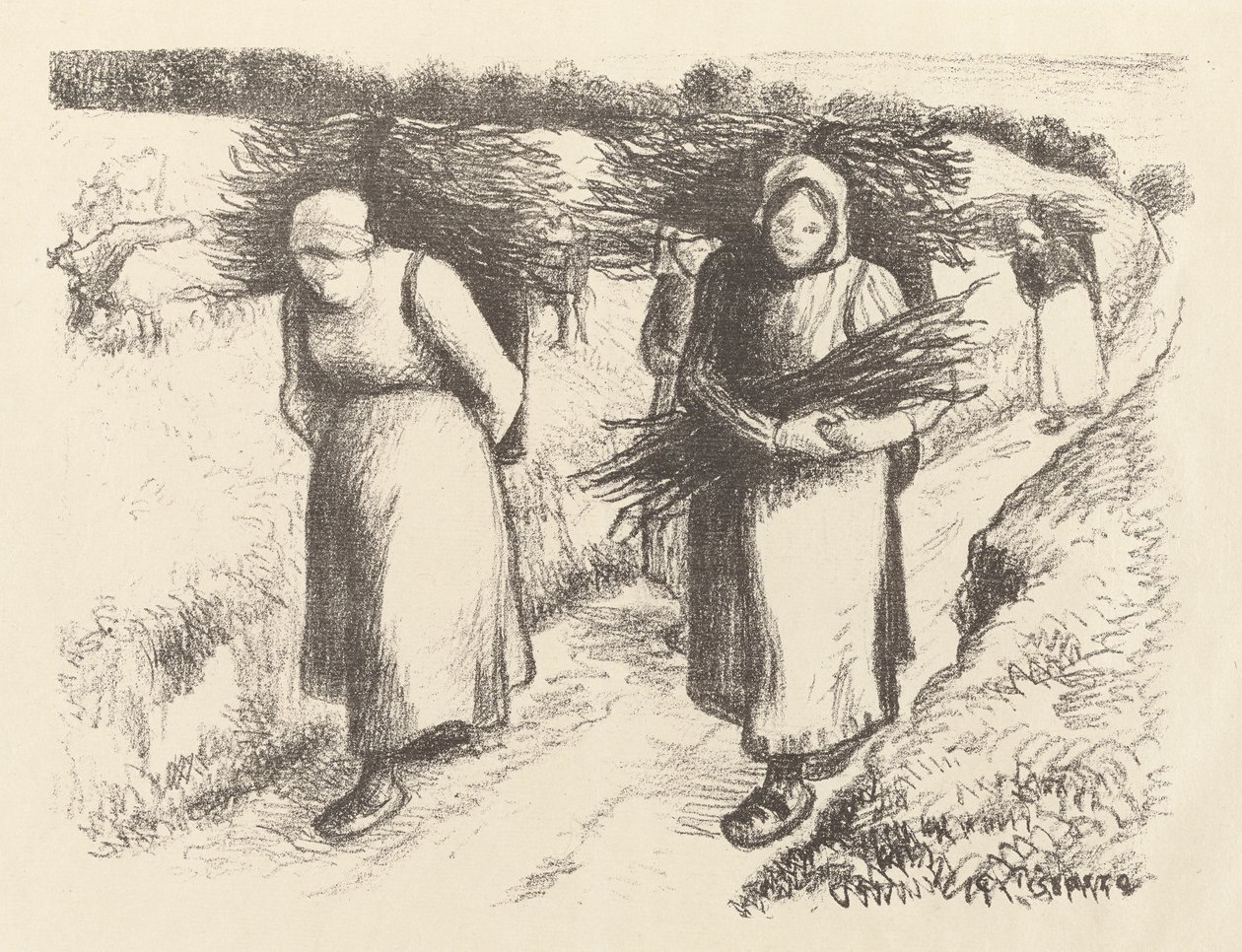 Yakacak Odun Taşıyıcıları by Camille Pissarro