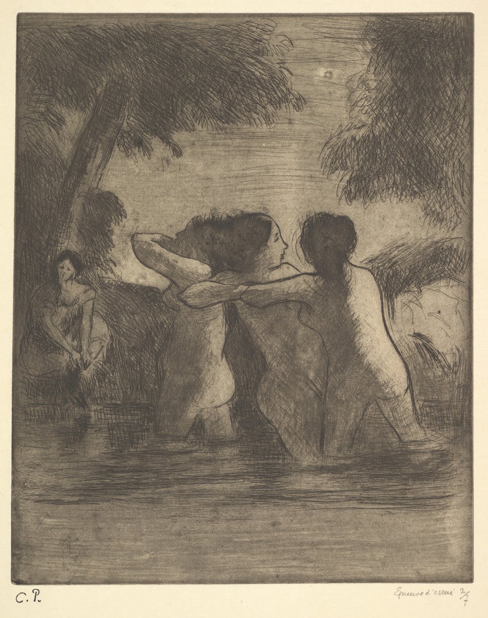 Dört Yıkanan, 1895. by Camille Jacob Pissarro