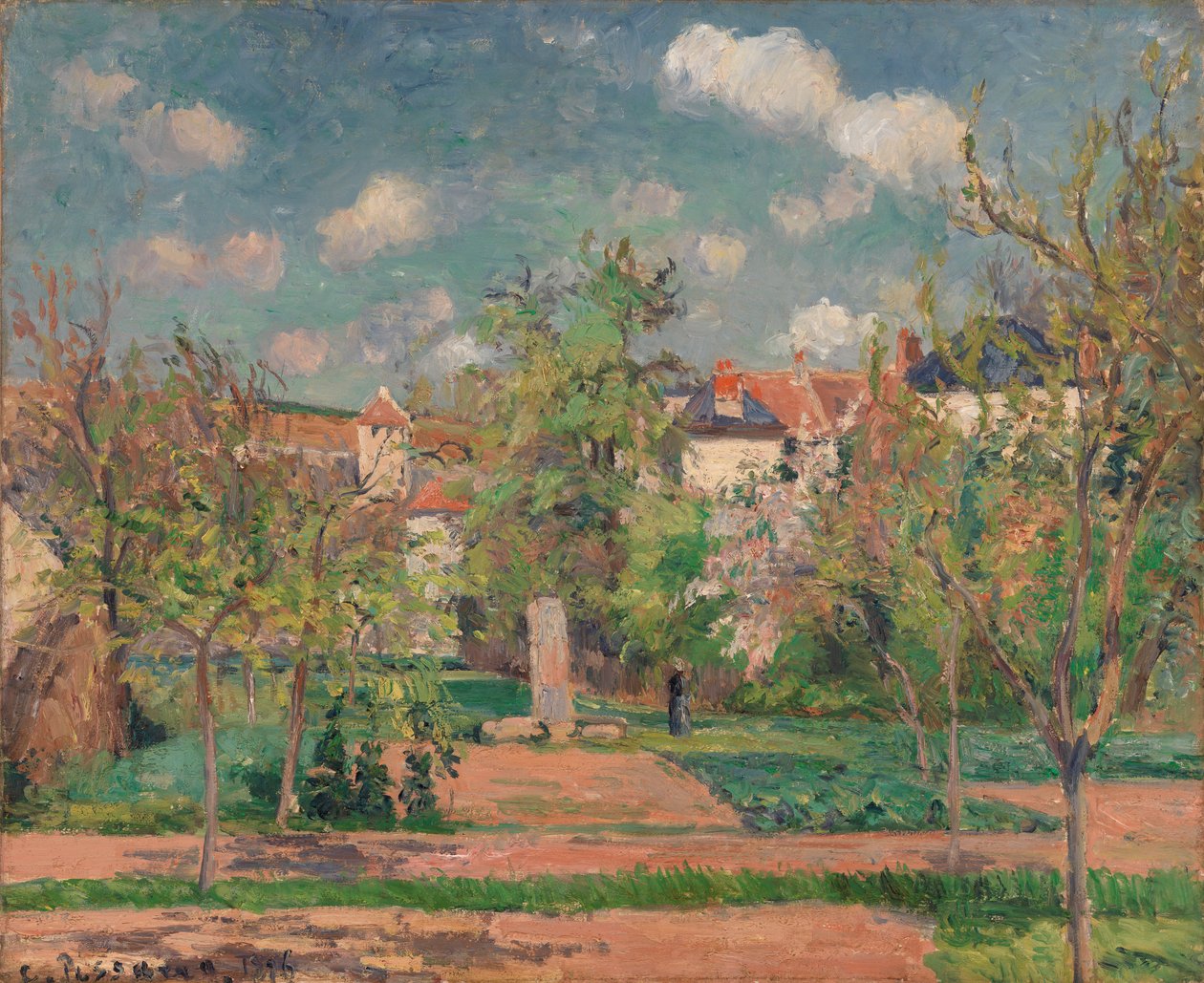 Tam Güneş Işığında Bahçe by Camille Pissarro