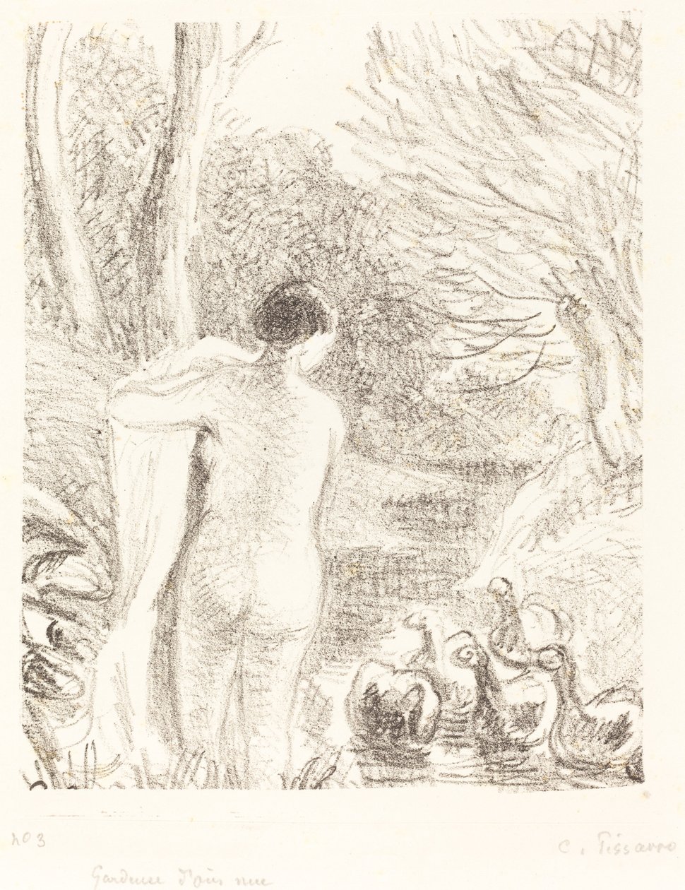çıplak kaz kız by Camille Pissarro