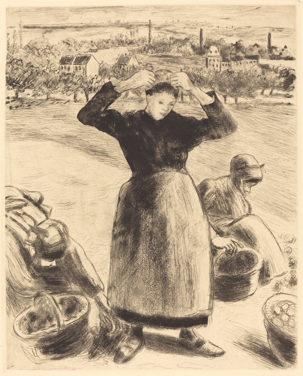 Patates Toplama Patates Hasatı, 1886. by Camille Pissarro