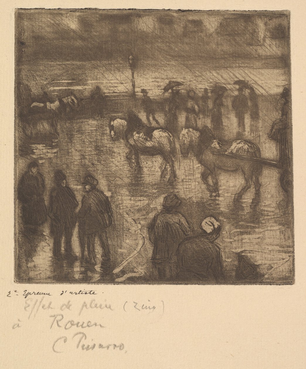 Yağmurdan İzlenimler, Rouen, 1883. by Camille Jacob Pissarro
