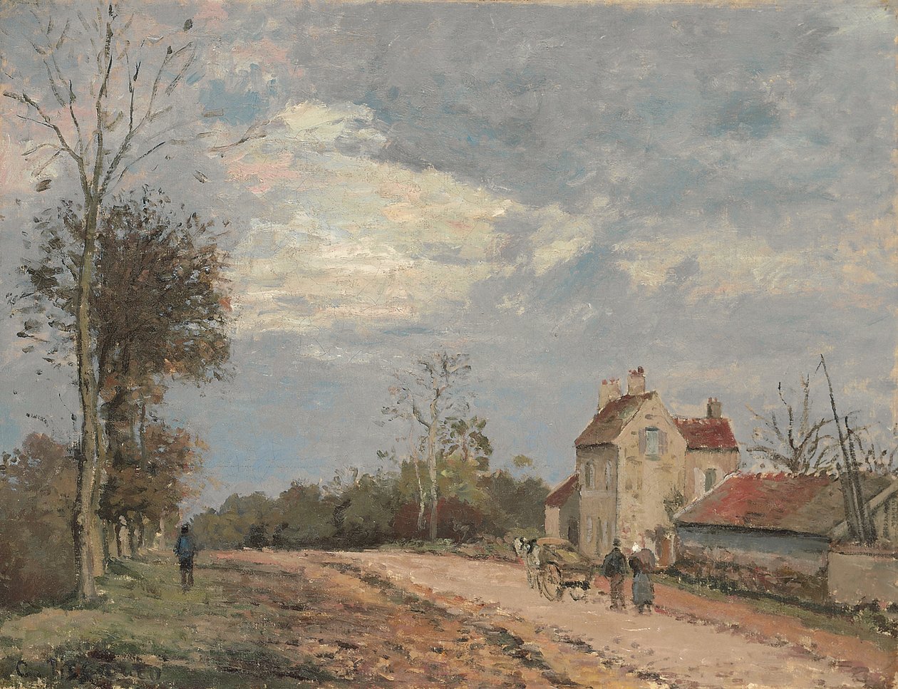 Mösyö Musy'nin evi, route de Marly, Louveciennes, c. 1872 (tuval üzerine yağlı boya) by Camille Pissarro