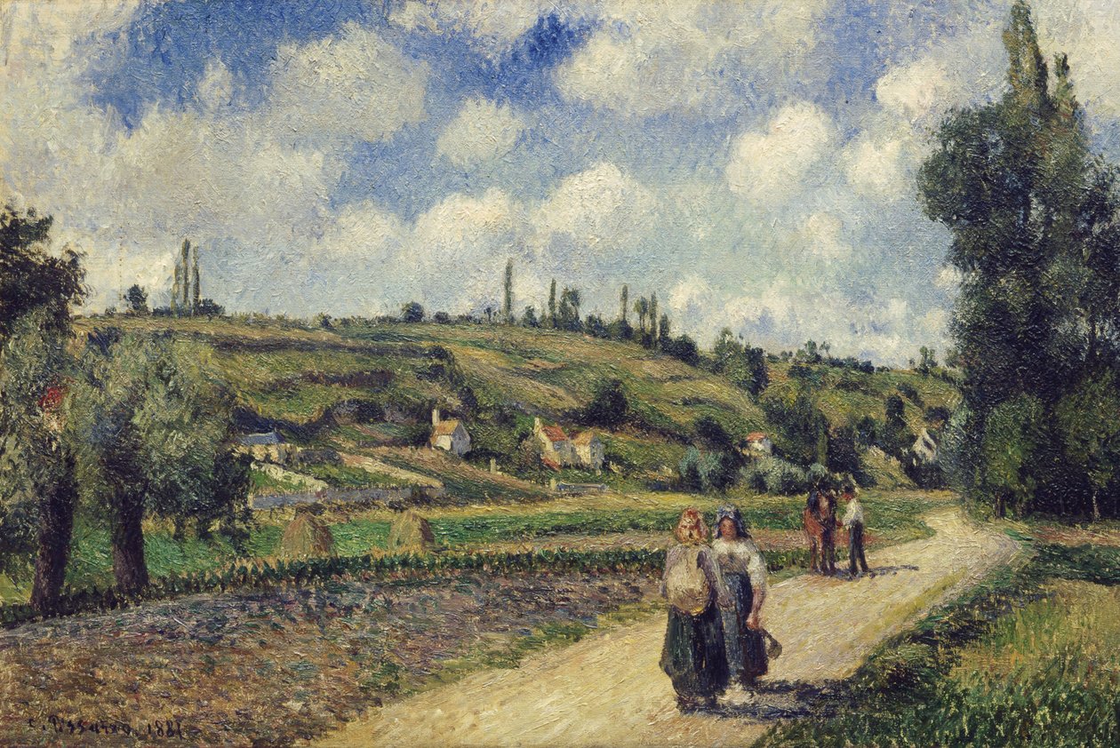 Pontoise yakınlarındaki manzara, Auvers Yolu, 1881 by Camille Jacob Pissarro