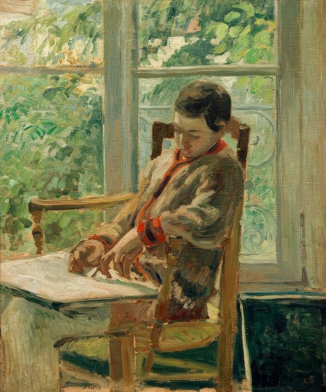 Lucien Pissarro odasında by Camille Jacob Pissarro
