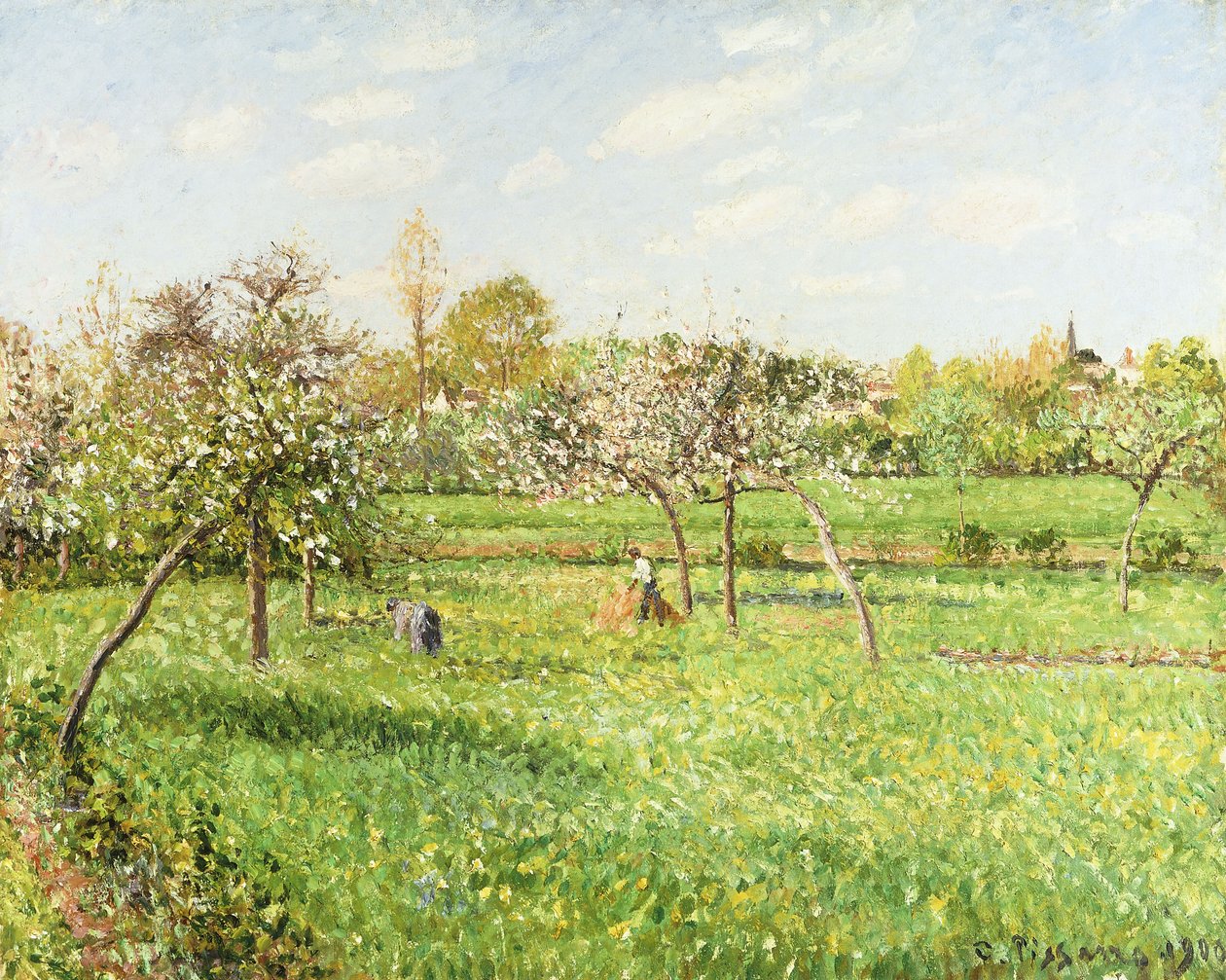 Sabah, İlkbahar, Gri Hava, Eragny; Sabah, Bahar, Gri Hava, Eragny, 1900 by Camille Jacob Pissarro