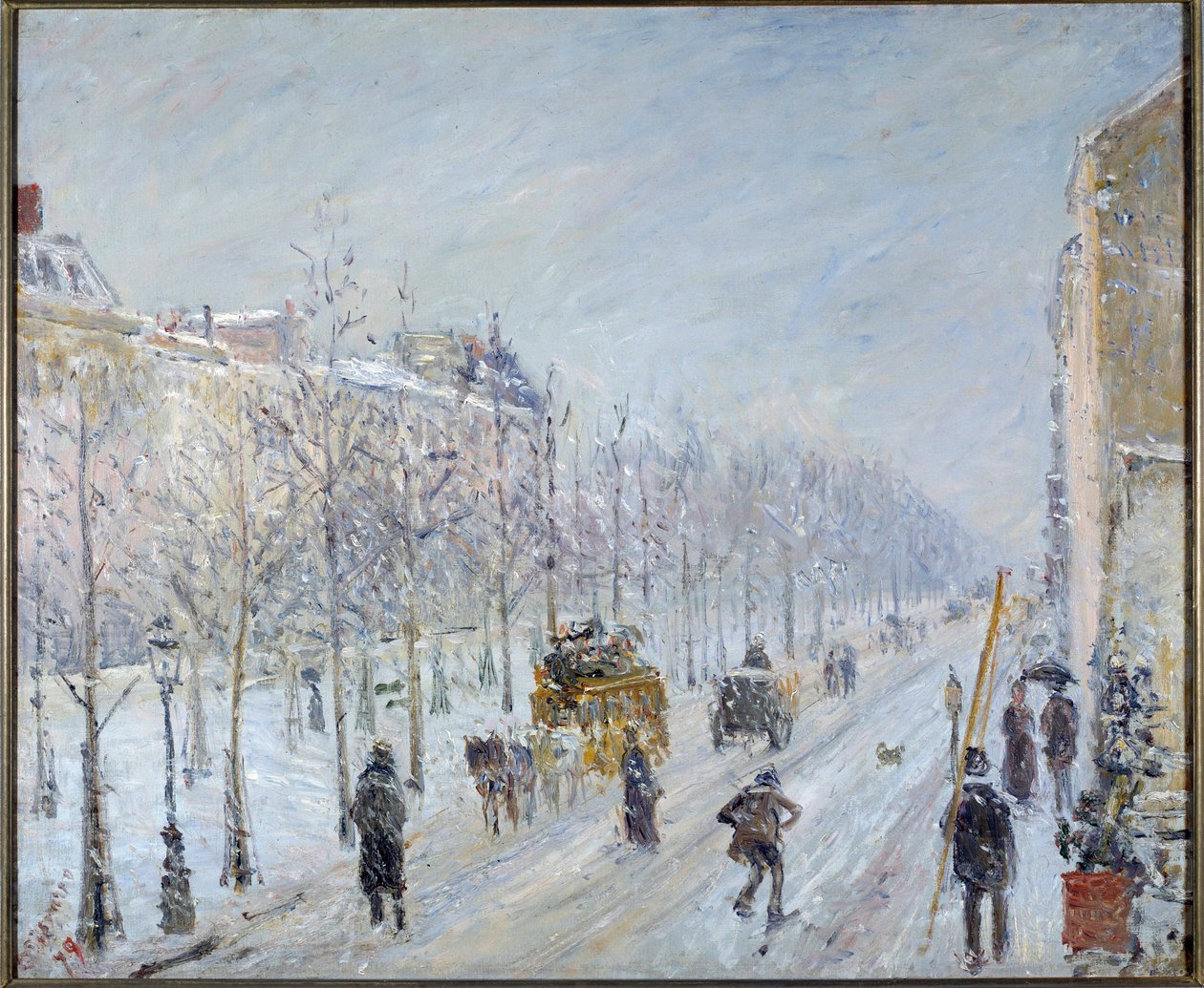 kar ile Paris Bulvarı by Camille Pissarro