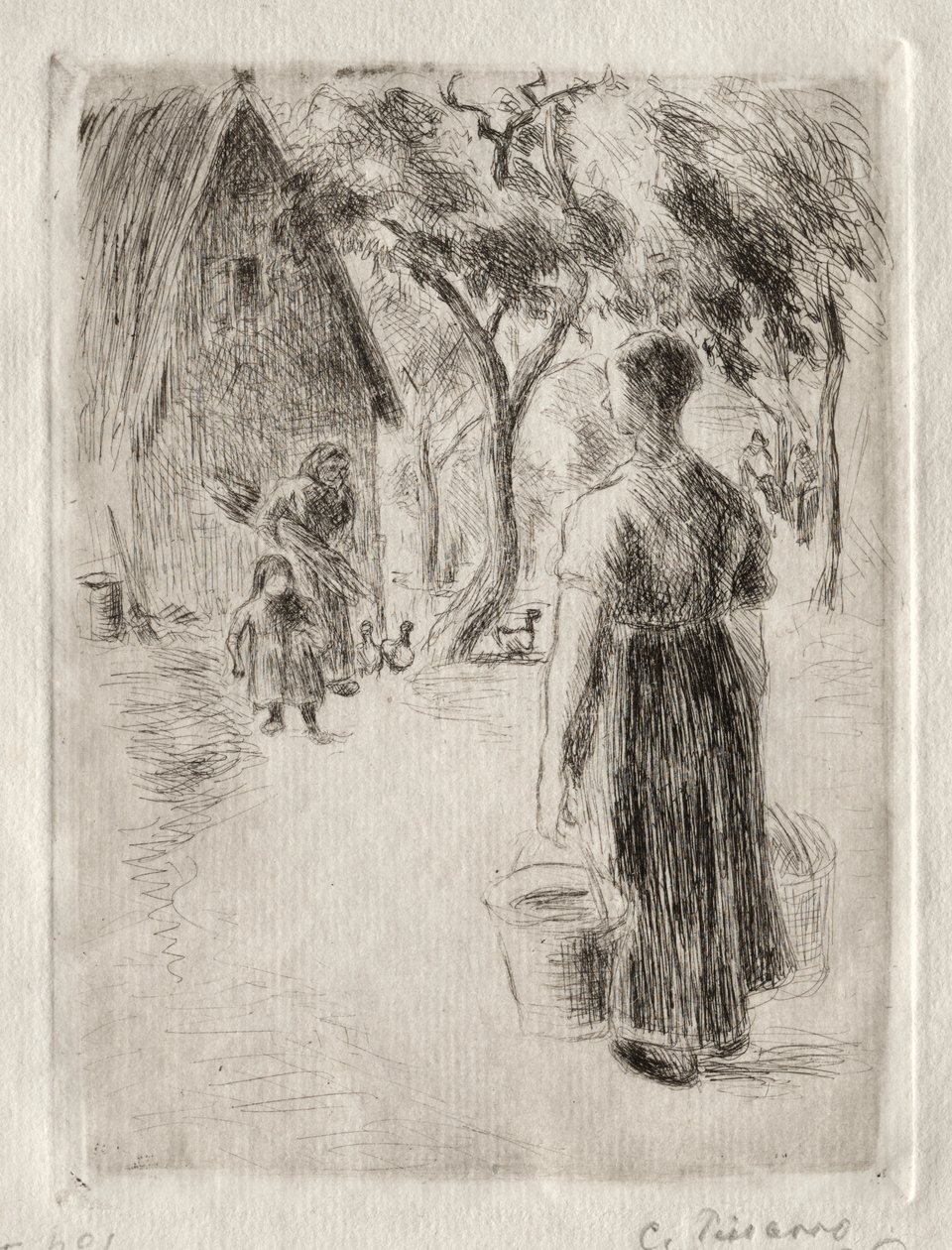 Kova taşıyan köylü kadın by Camille Pissarro
