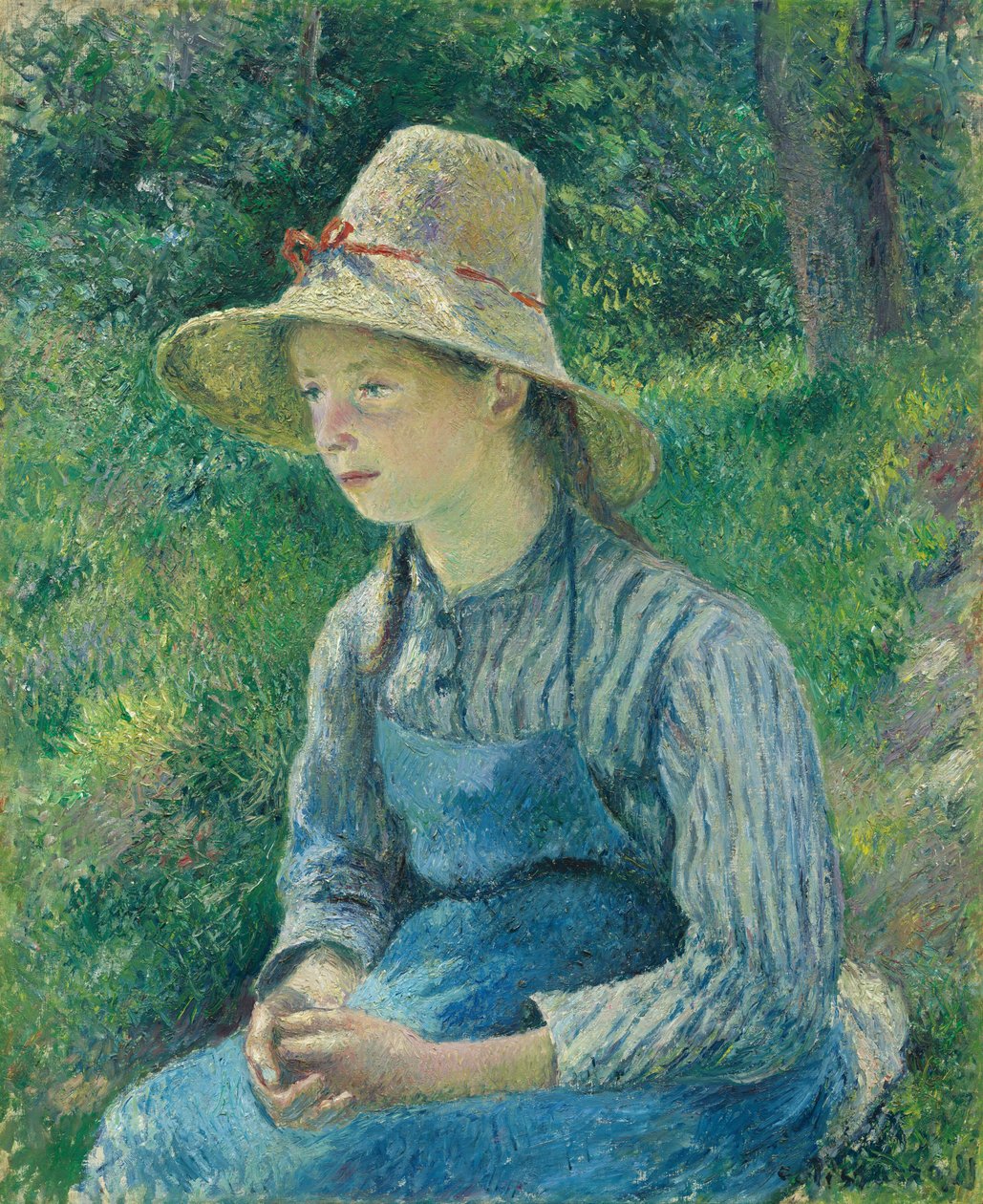 Hasır Şapkalı Köylü Kız, 1881. by Camille Pissarro
