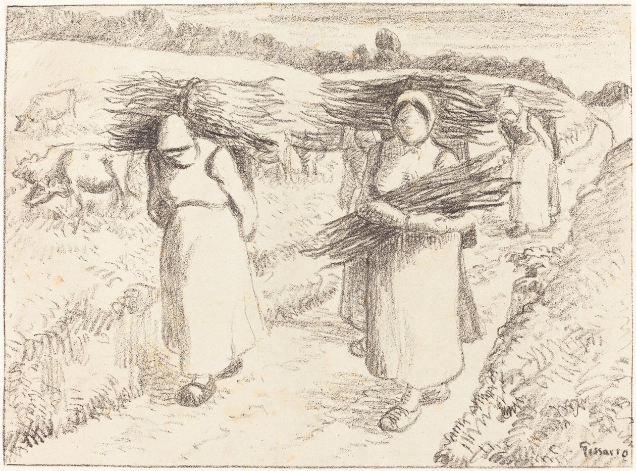 Sopa Taşıyan Köylüler Sopa Taşıyan Köylüler, 1896. by Camille Pissarro