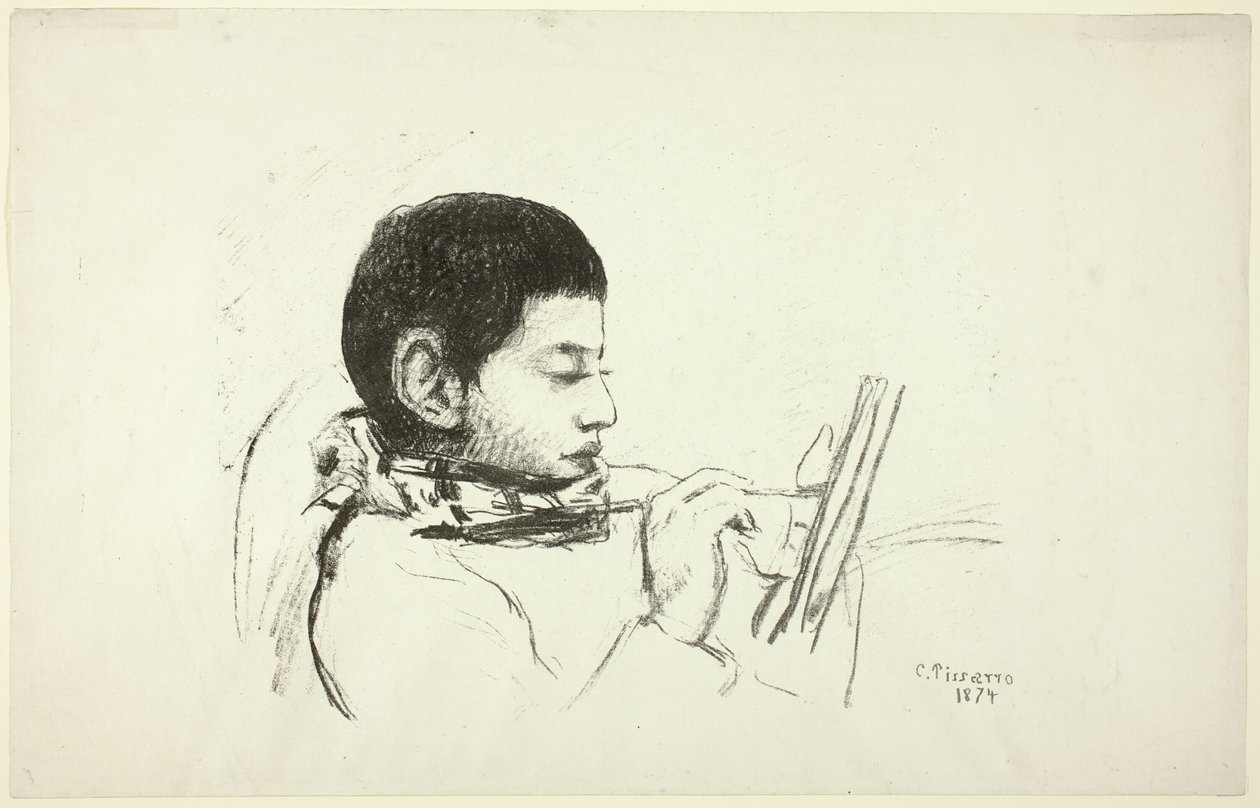 Portre: Lucien Pissarro by Camille Pissarro