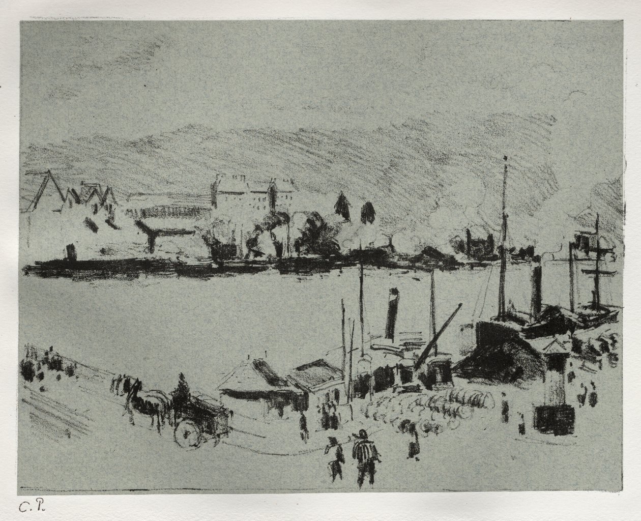 Rouen'deki Quai Boieldieu by Camille Pissarro