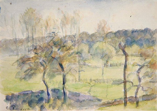 Bahar (kağıt üzerine siyah tebeşir üzerine sulu boya) by Camille Pissarro