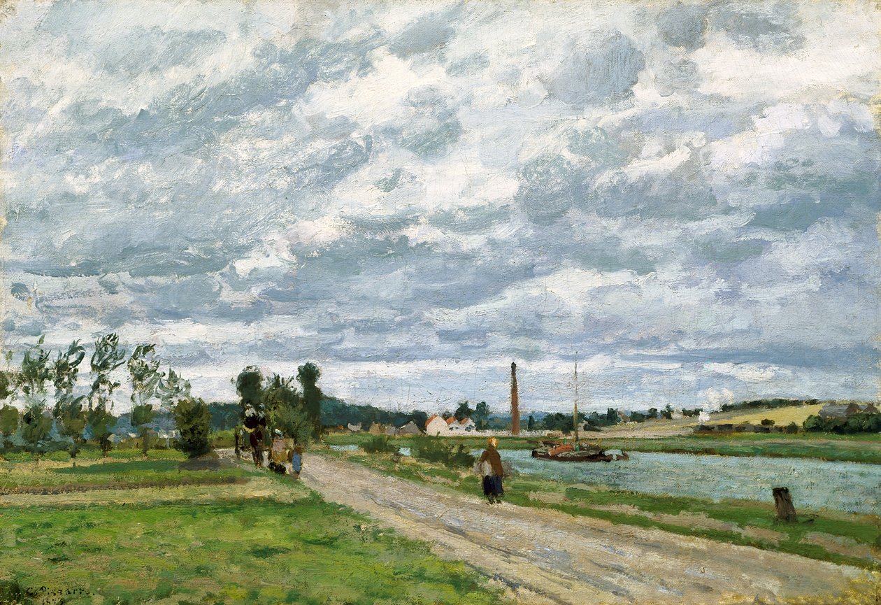 Pontoise Yakınındaki Oise Kıyıları (tuval üzerine yağlıboya) by Camille Pissarro