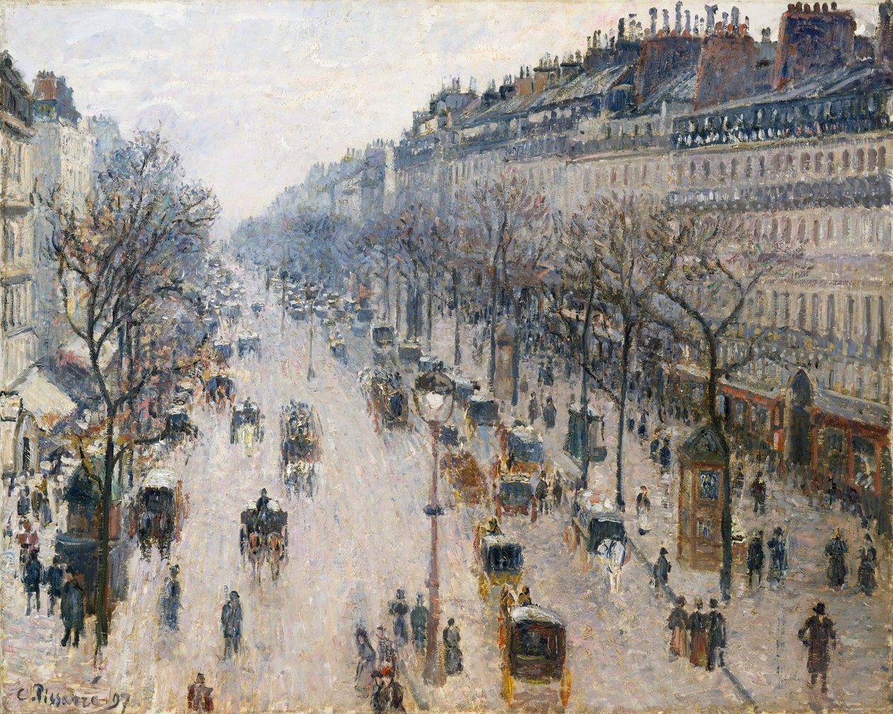 Bir Kış Sabahı Montmartre Bulvarı, 1897. by Camille Jacob Pissarro