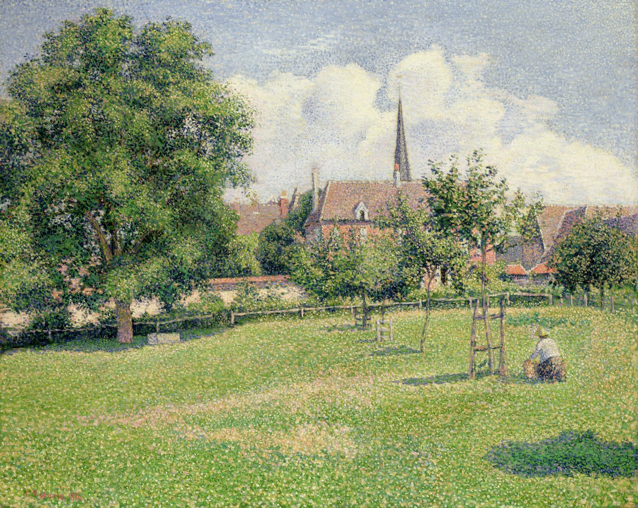 Sağır Kadının Evi ve Eragny'deki Çan Kulesi by Camille Pissarro
