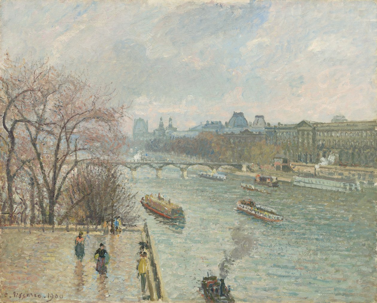 Louvre, Öğleden Sonra, Yağmurlu Hava (Birinci Seri) by Camille Pissarro