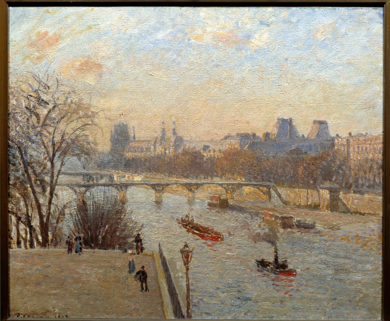 Paris'teki Louvre ve Pont des Arts Camille Pissarro'nun (1830-1903) tablosu 19. yüzyıl Reims, Musee des Beaux Arts by Camille Jacob Pissarro