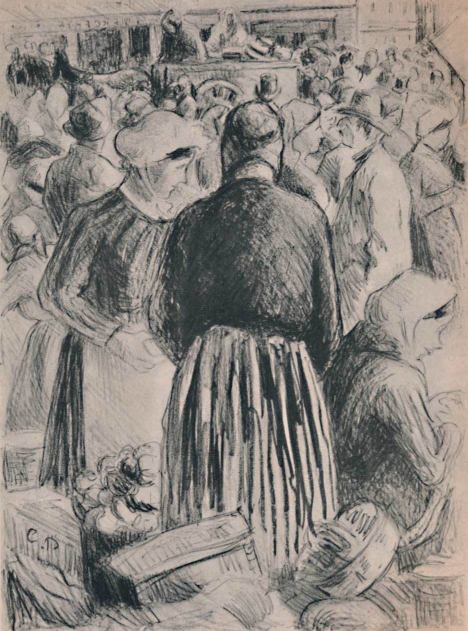 Pontoise Pazarı, 1895, 1946 by Camille Jacob Pissarro