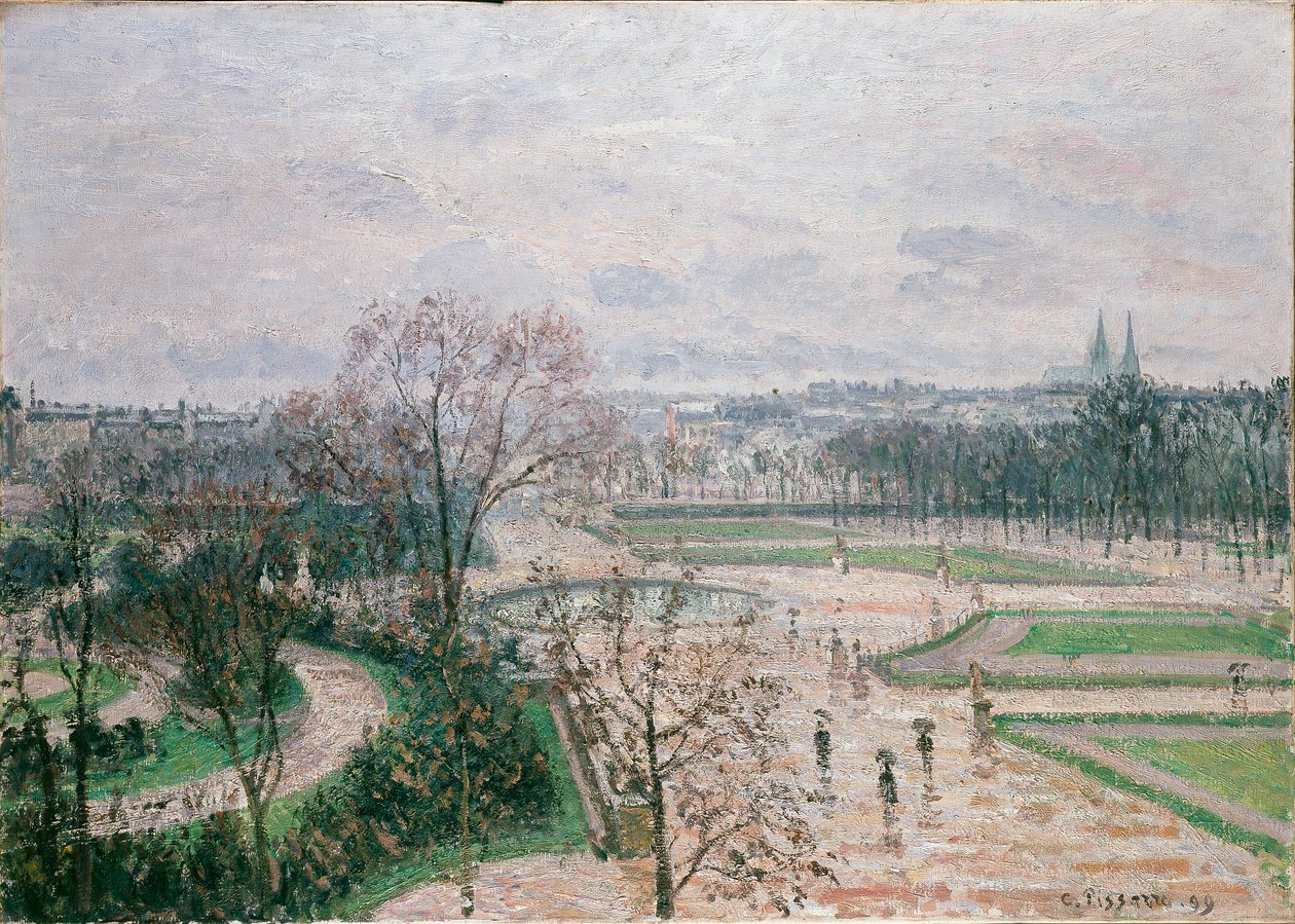 Tuileries Bahçeleri, Yağmurlu Hava, 1899 by Camille Pissarro