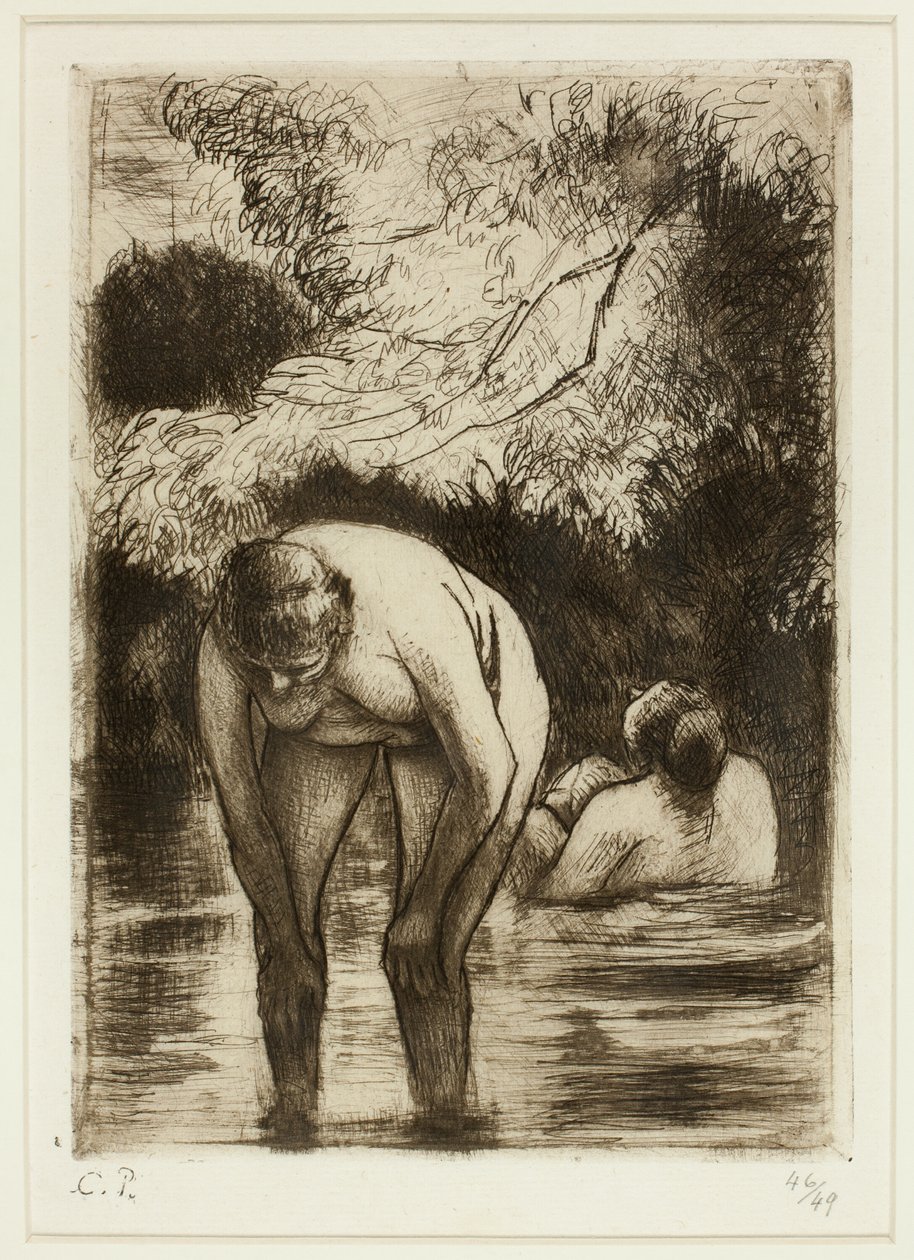 İki Yıkananlar by Camille Pissarro