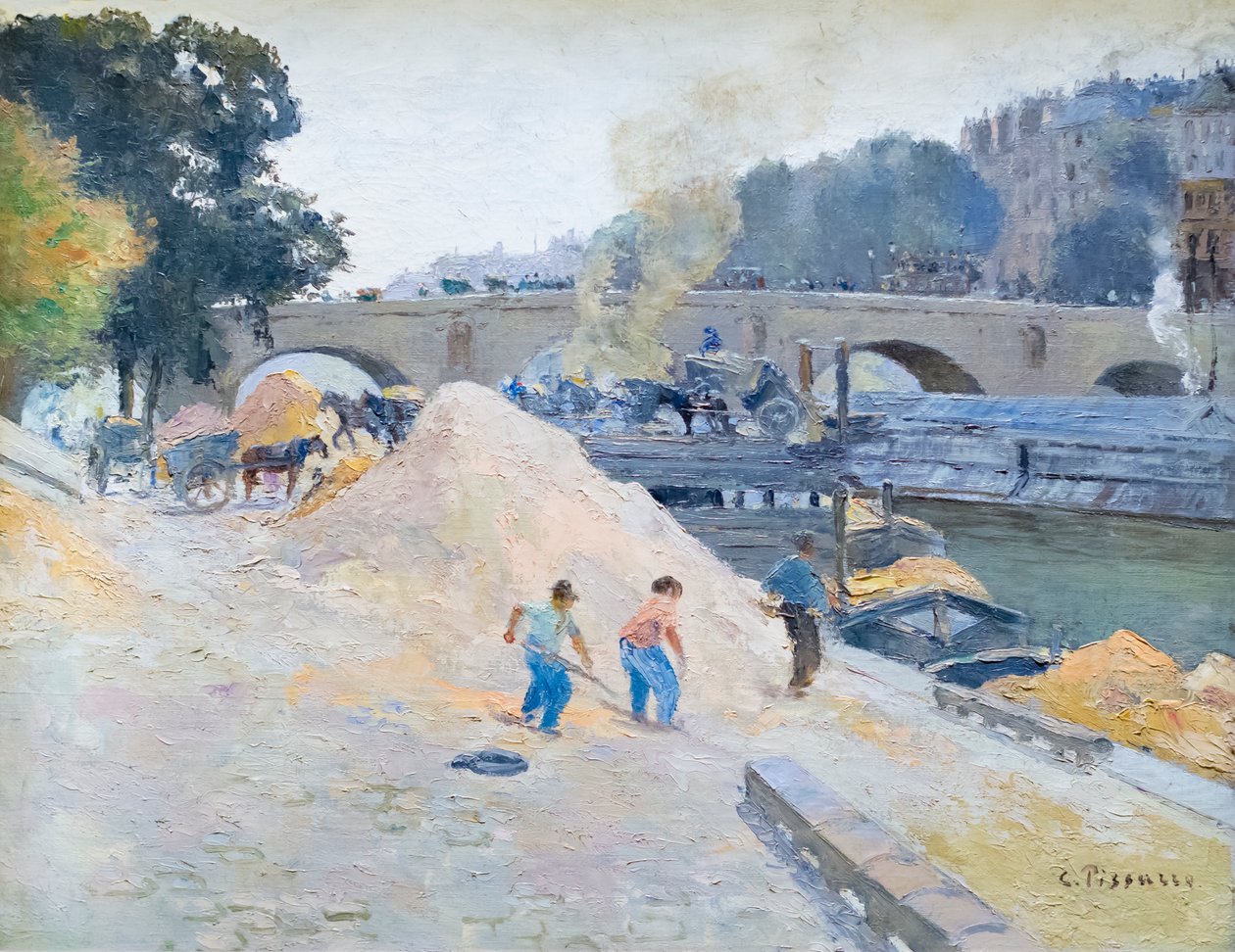 Paris'teki Seine kıyıları, Pont Marie, Quai d'Anjou, c. 1875 (tuval üzerine yağlı boya) by Camille Pissarro