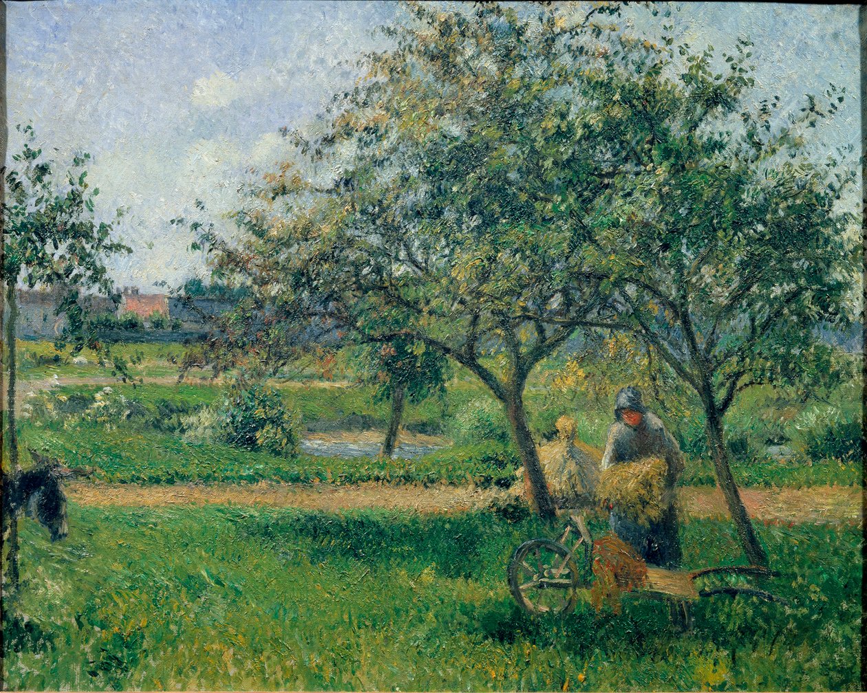 El arabası, meyve bahçesi, yaklaşık 1881 (tuval üzerine yağlı boya) by Camille Jacob Pissarro