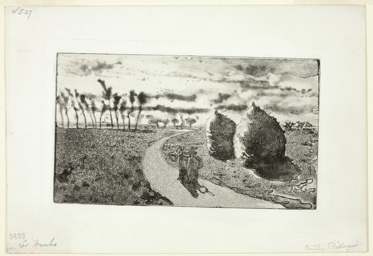 Saman Yığınları ile Alacakaranlık by Camille Pissarro