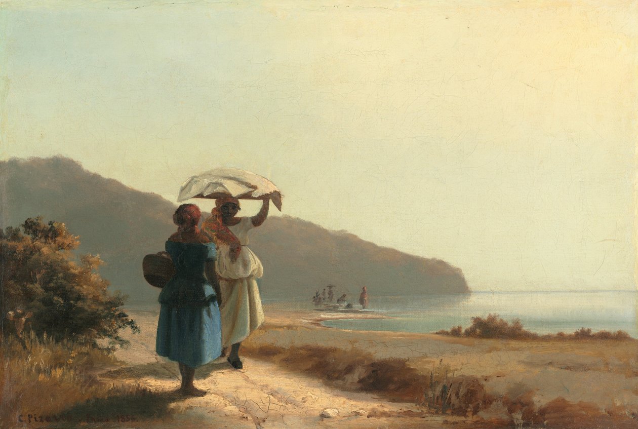Deniz Kenarında Sohbet Eden İki Kadın, St. Thomas by Camille Pissarro