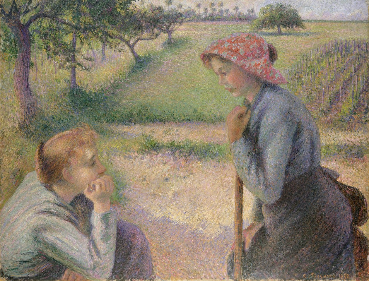 İki Genç Köylü Kadın by Camille Jacob Pissarro