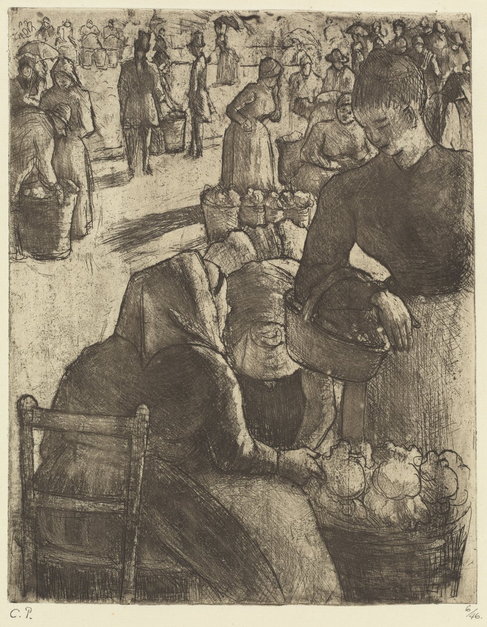 Pontoise'da Sebze Pazarı by Camille Pissarro