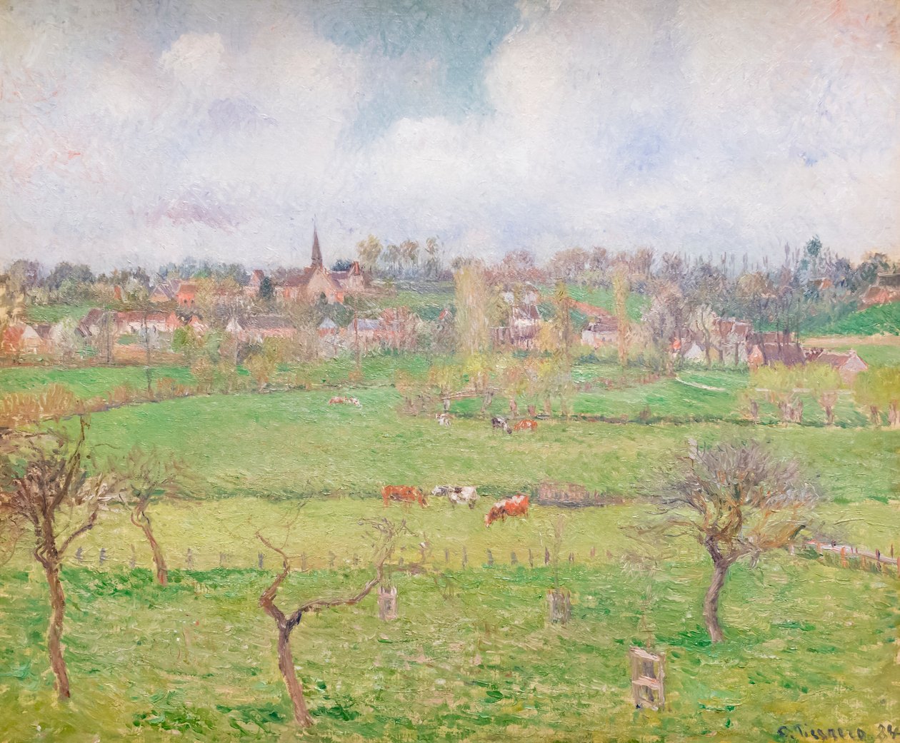 Bazincourt'un görünümü by Camille Pissarro