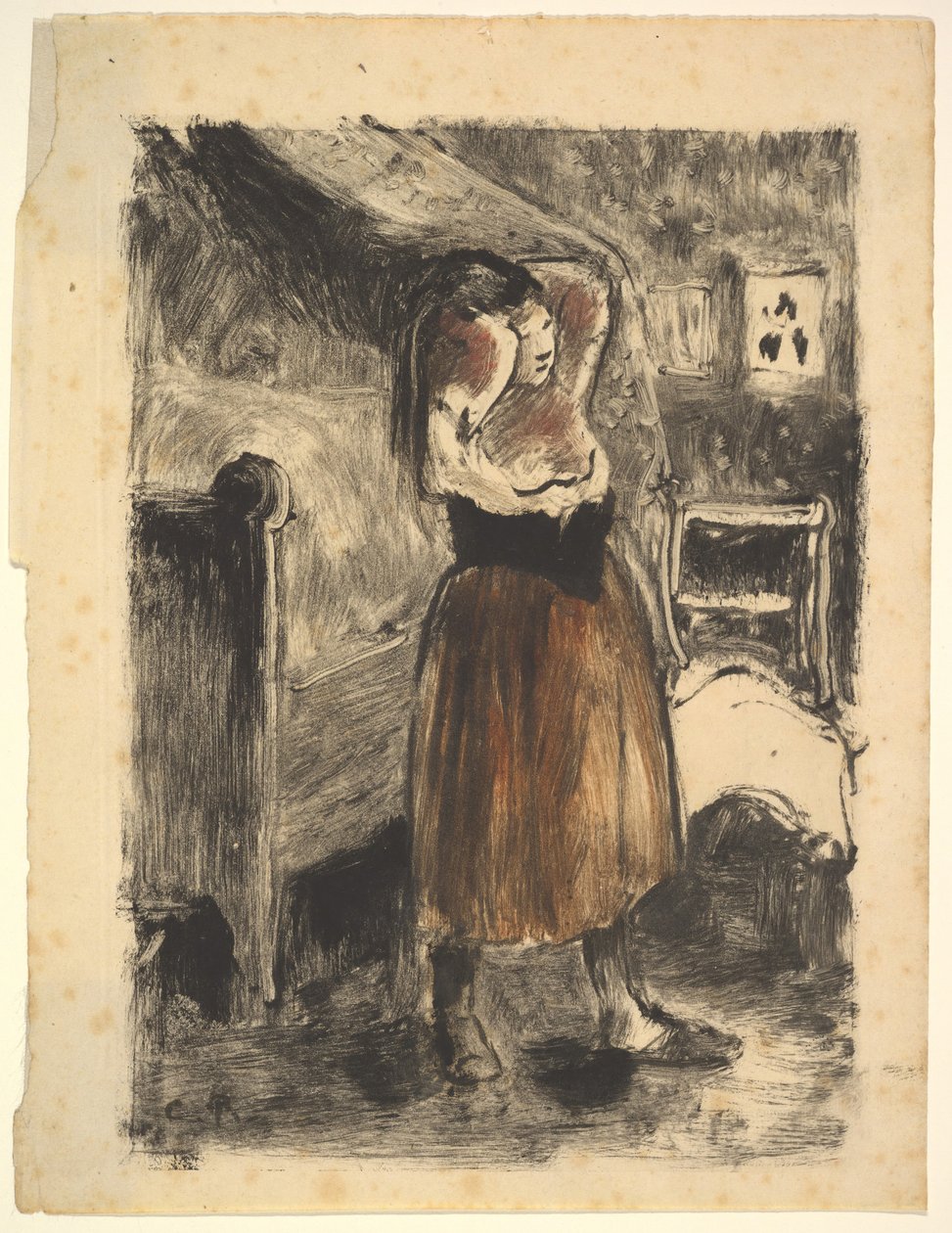 Saçını Düzenleyen Kadın, 1894. by Camille Jacob Pissarro