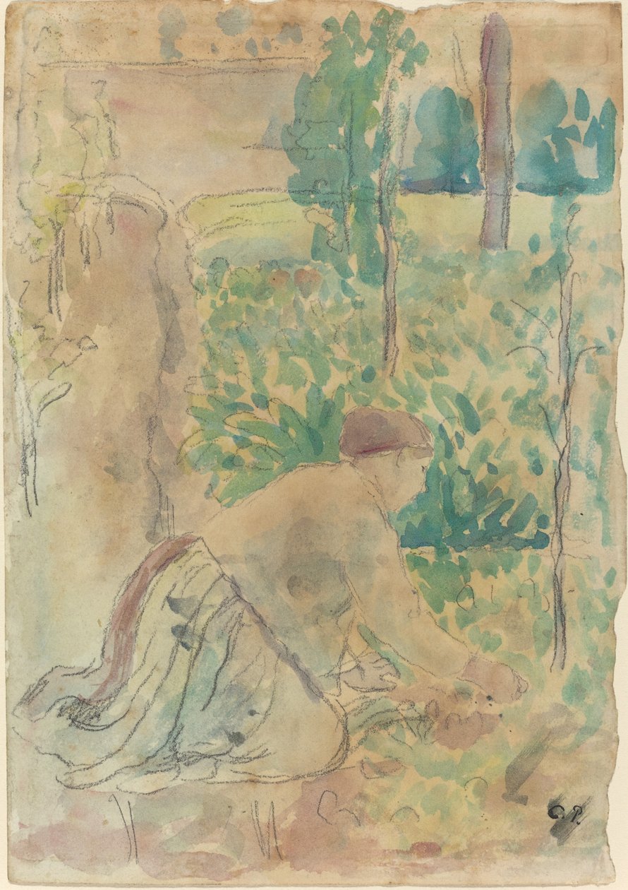Bahçede Çalışan Kadın by Camille Pissarro