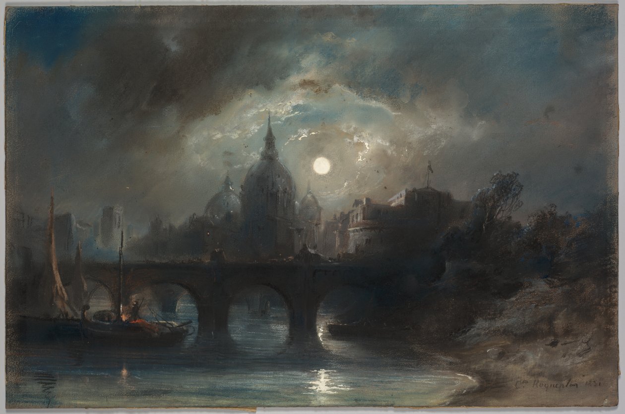 Bir Şehrin Gece Manzarası, 1831. by Camille Roqueplan