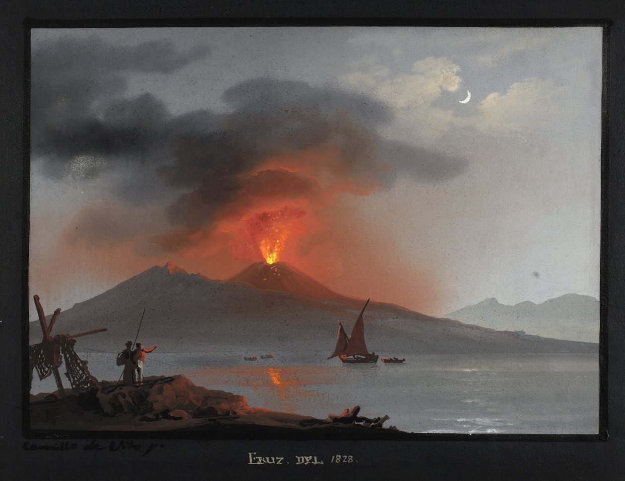 Vezüv, 1828 patlaması by Camillo de Vito