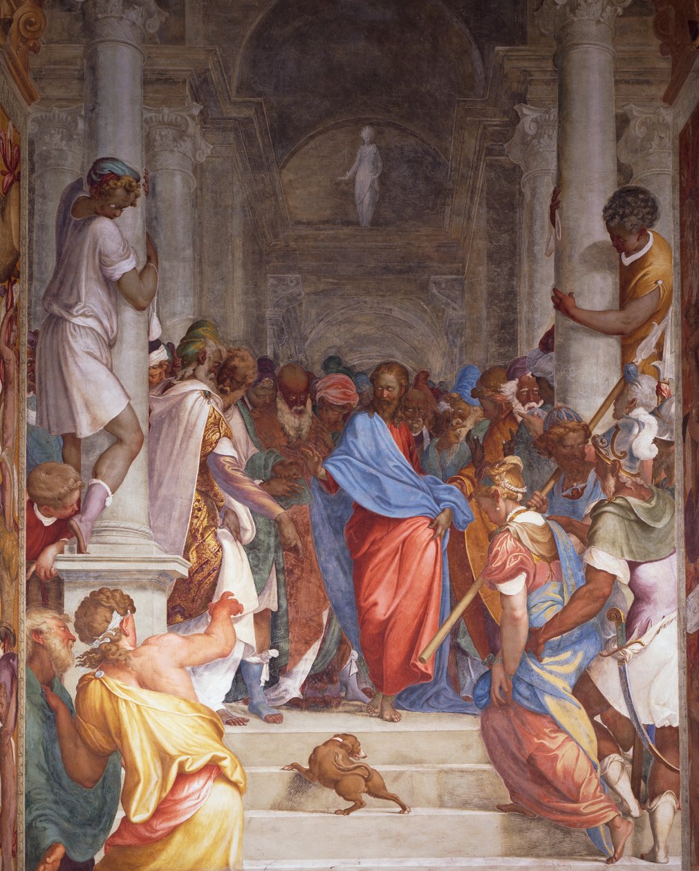 İsa'dan Önce Zina, Camillo Boccaccino'nun (1501-1546) freski San Sigismondo Kilisesi'nin papaz evinde, Cremona, İtalya by Camillo Boccaccino