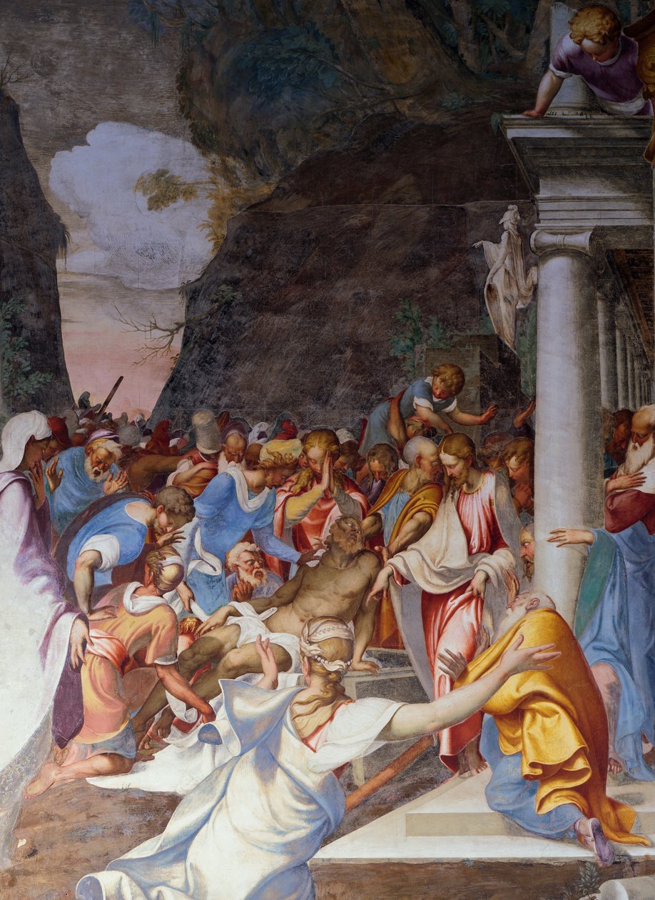 Lazarus'un Dirilişi, Camillo Boccaccino (1501-1546) tarafından fresk, Saint Sigismondo Kilisesi, Cremona, Lombardiya, İtalya by Camillo Boccaccino