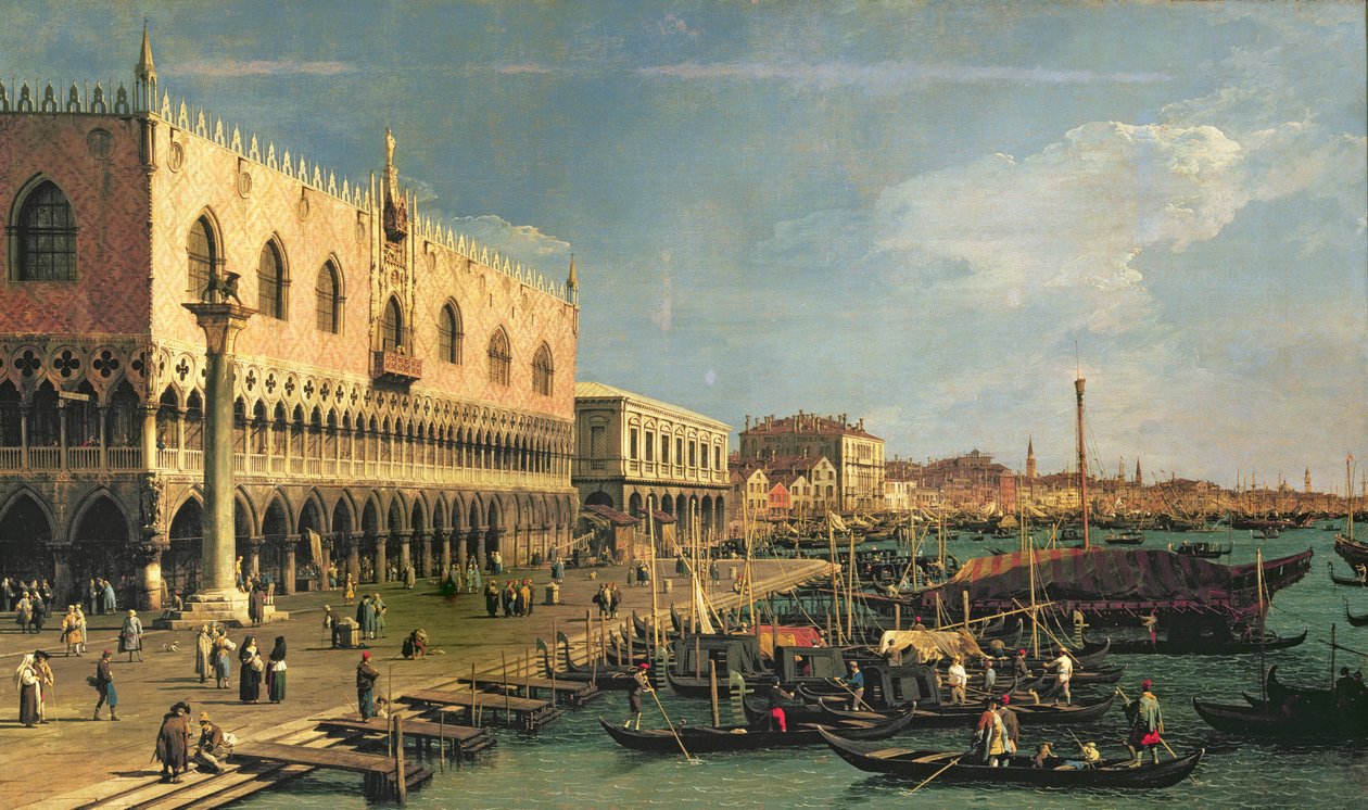 Palazzo Ducale ve Riva degli Schiavoni, Venedik by Giovanni Antonio Canal
