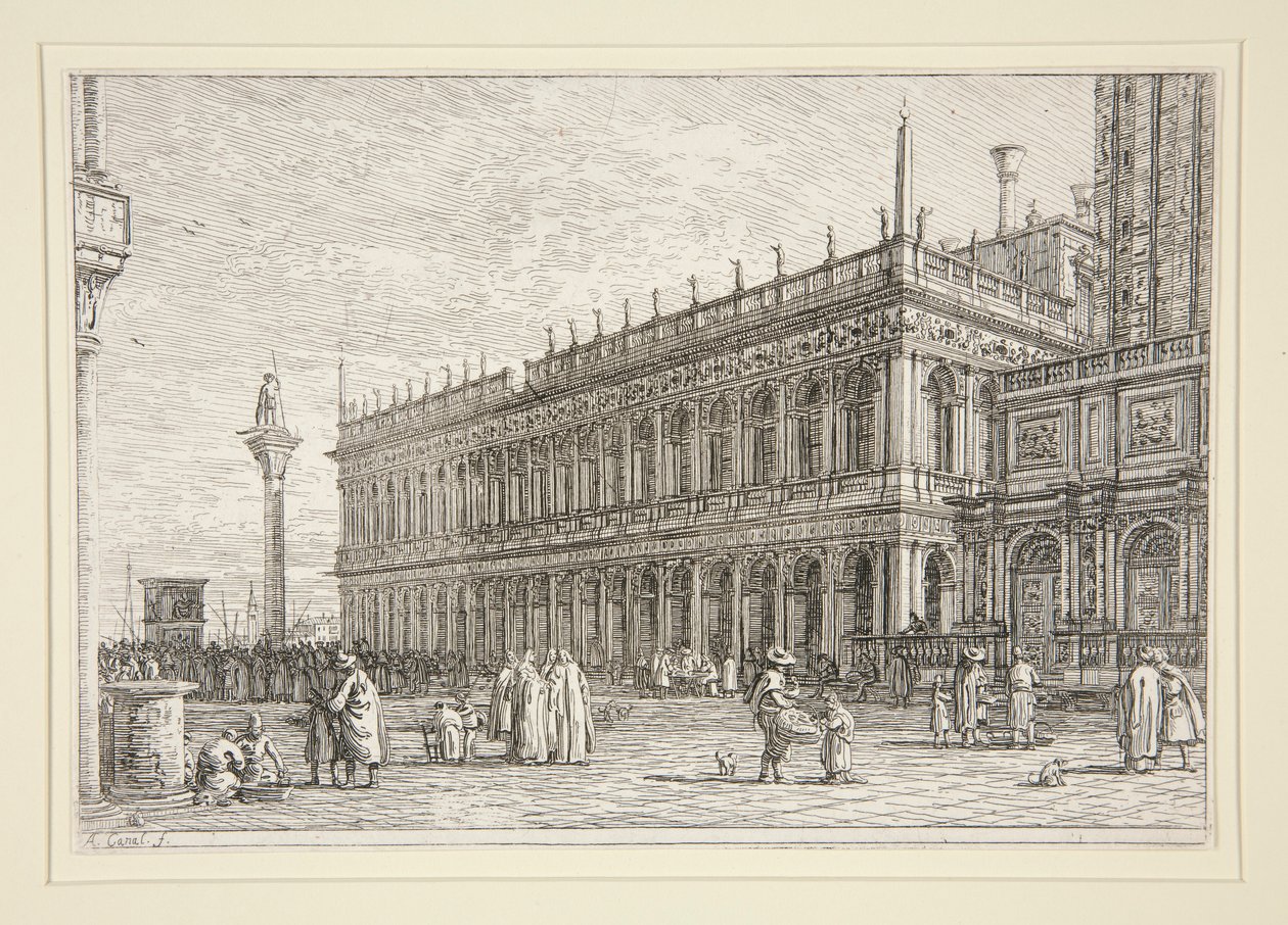 Kitap dükkanı. V., Vedute (Görüntüleme) dizisinden by Canaletto (Giovanni Antonio Canal)
