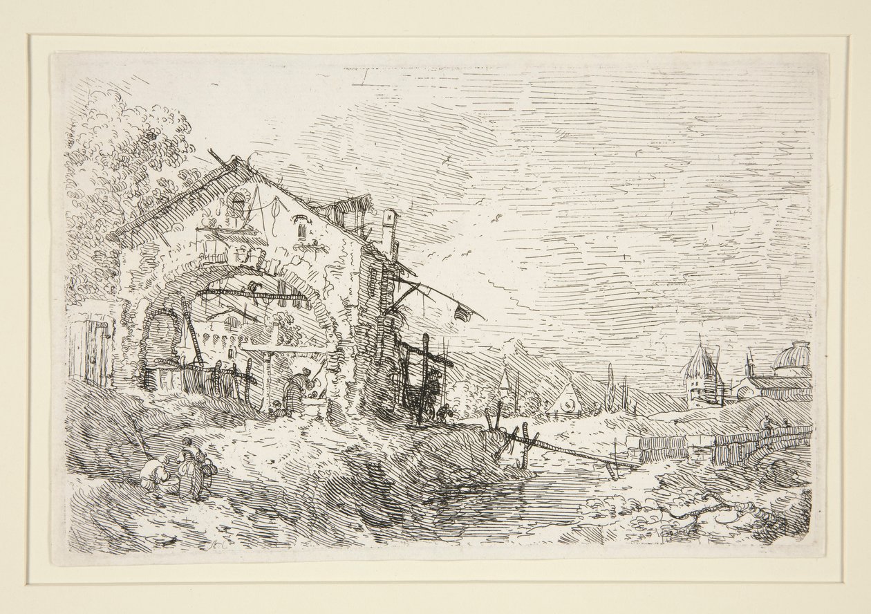 Kuyuda Bir Kadınla Manzara, Vedute (Görüntüler) dizisinden by Canaletto (Giovanni Antonio Canal)