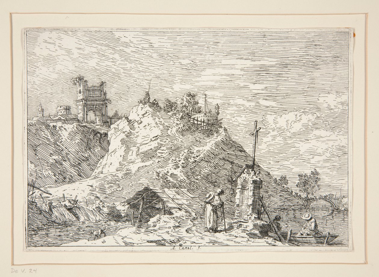 Vedute (Görüntüler) dizisinden Duada Hacı ile Manzara by Canaletto (Giovanni Antonio Canal)
