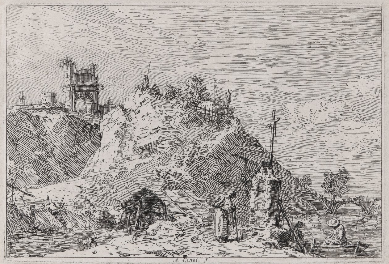 Vedute (Görüntüler) dizisinden Duada Hacı ile Manzara by Canaletto (Giovanni Antonio Canal)
