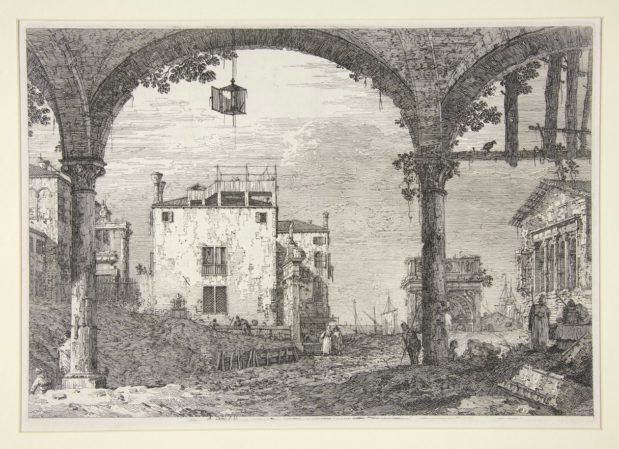 Le Portique a la lanterne (Fenerli Portiko), Vedute (Görüntüler) dizisinden by Canaletto (Giovanni Antonio Canal)