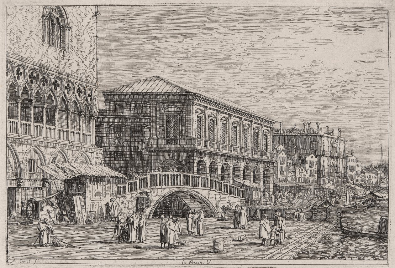 Le Preston. V. (The Prison, Venice]), Vedute (Görüntülemeler) dizisinden by Canaletto (Giovanni Antonio Canal)