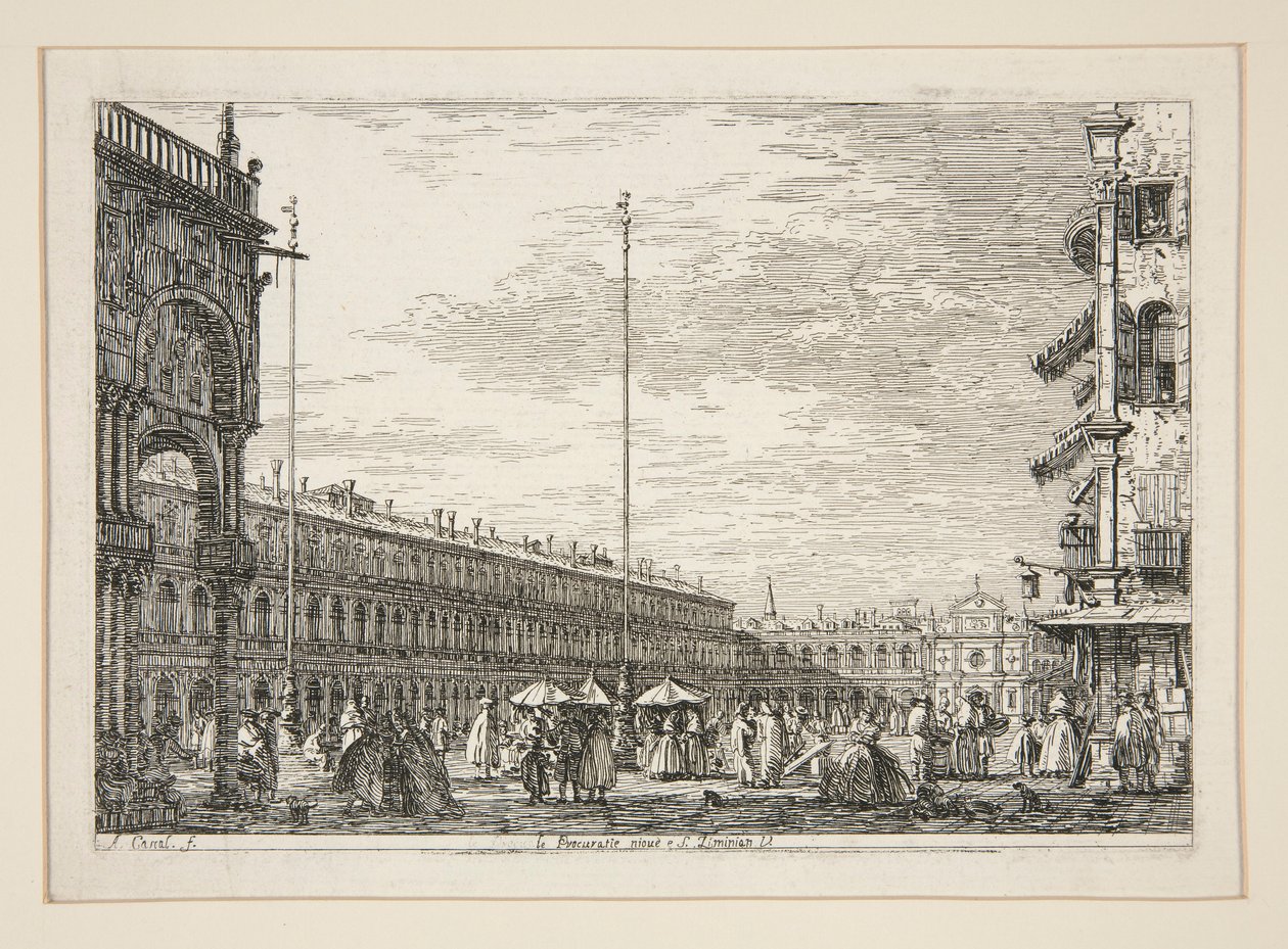 Le Procuratie Nuove e S. Ziminian V. (Procuratic Nuove ve San Geminiano Kilisesi, Venedik), Vedute (Görüntüler) serisinden by Canaletto (Giovanni Antonio Canal)