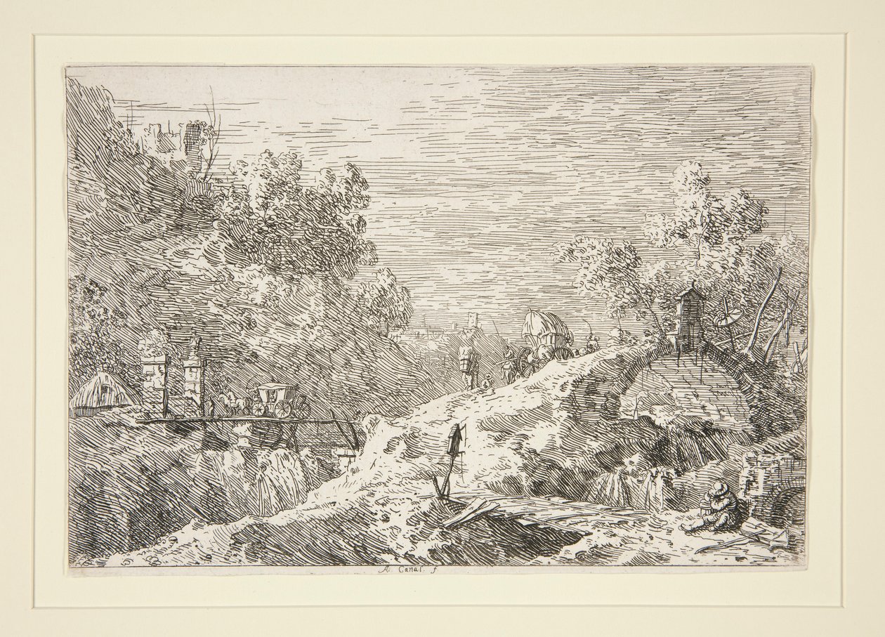 Vedute (Görüntüler) dizisinden Beş Köprülü Dağ Manzarası by Canaletto (Giovanni Antonio Canal)