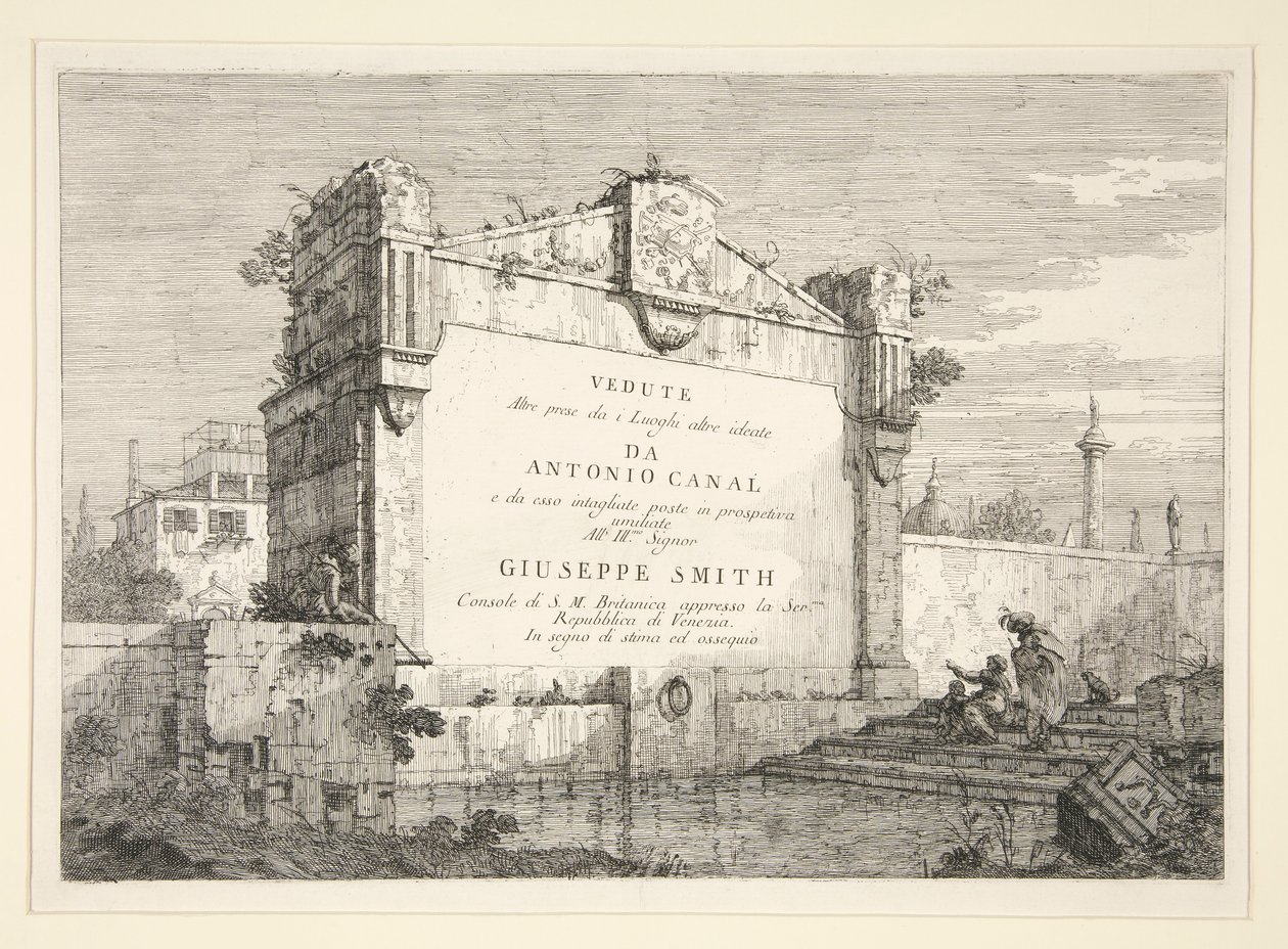 Vedute dizisinden Başlık Plakası (Görüntüler) by Canaletto (Giovanni Antonio Canal)