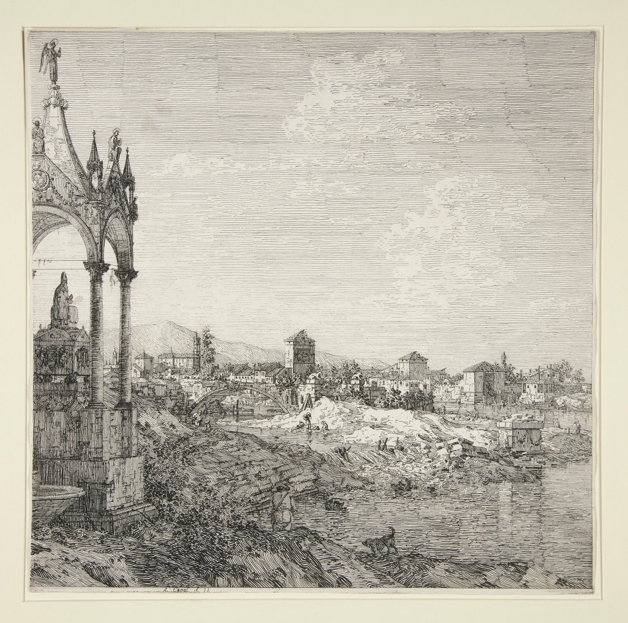 Piskoposlu Bir Kasabanın Görünümü by Canaletto (Giovanni Antonio Canal)