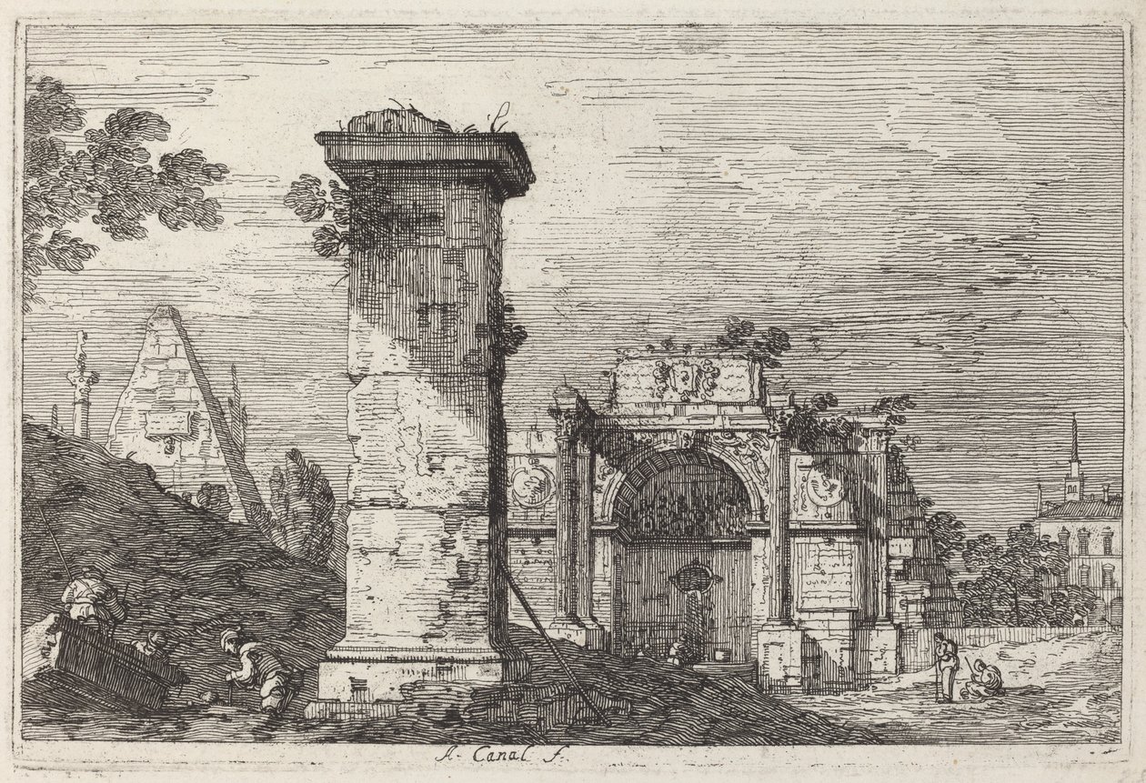 Yıkılmış Anıtlarla Peyzaj by Canaletto